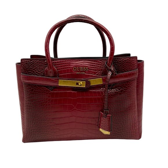 Guess Handbags - Guess Red Faux Animal Embossed Shoulder Bag